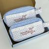 Lace Plaid Print Pen Bag With Handle Stationery Bag New Stationery Organizer  Gift