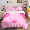 Cute Pink Pig Face Pattern Bedding Duvet Cover Set Duvet Cover Pillowcases  (1*Duvet Cover 2*Pillowcases, Without Duvet Insert)