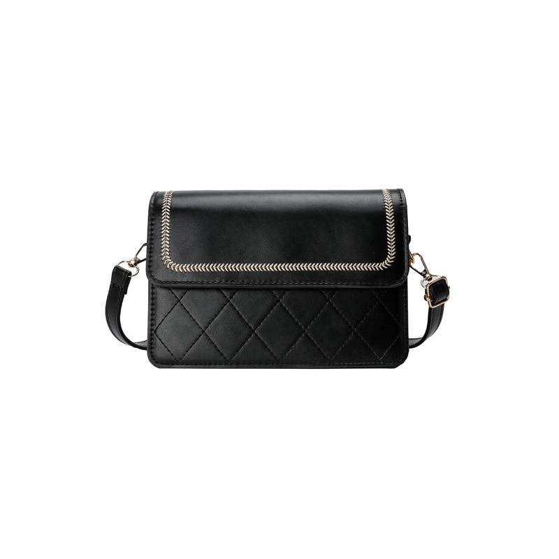 

2024 Новая женская сумка через плечо Rhombus Маленькая квадратная сумка Texture Trend Сумка через плечо Корейская версия Универсальная женская сумка через плечо чёрный