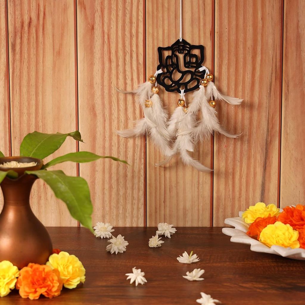 Ловец снов для автомобиля Ганеша, Dream Сatcher Black Ganesha (White),  Duli