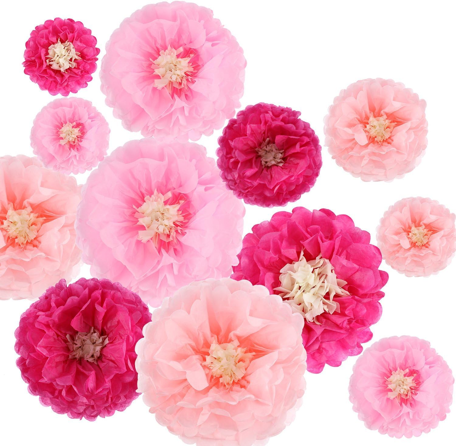 

GOSYOBS Cherry Blossom Birthday Decoration 12 Sheets Paper Flower Garland for Wedding Graduation Celebration Photography Cultural Festival Event