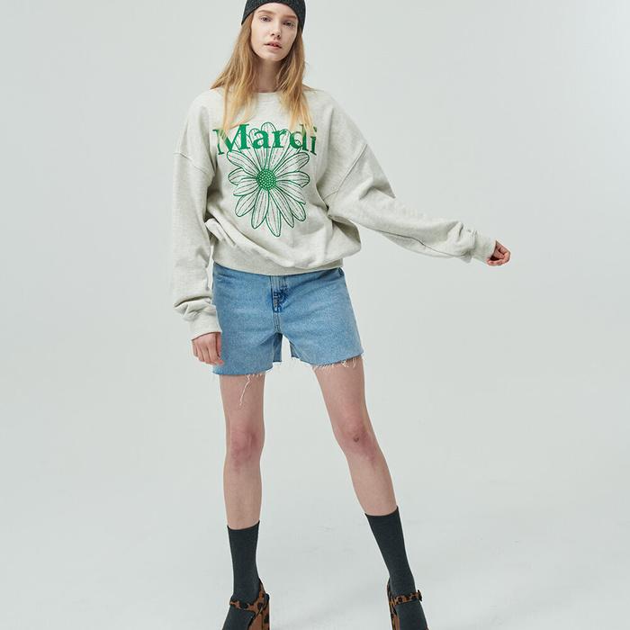[Mardi Mercredi] Sweatshirt Flowermardi_oatmeal Green