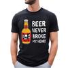 BEER NEVER BROKE MY HEART Mens Graphic T Shirts Funny Tshits Cotton Summer Short Sleeve Streetw
