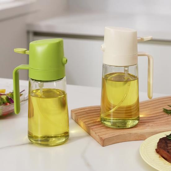 Glass Oil Sprayer for Kitchen, 2 In 1 Olive Oil Mister Bottle with Pour Spout, Adjustable Fine Mist Spray for Cooking BBQ