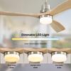 Sofucor 132cm Solid Wood Ceiling Fan with Light  For Bedroom and Living Room