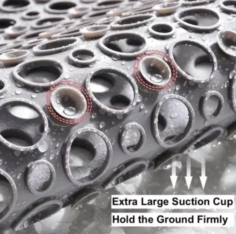 Square Non-slip Bathroom Mat with Suction Cup and Round Hole Design Shower Anti-fall Household Shower Massage Quick Drainage Mat