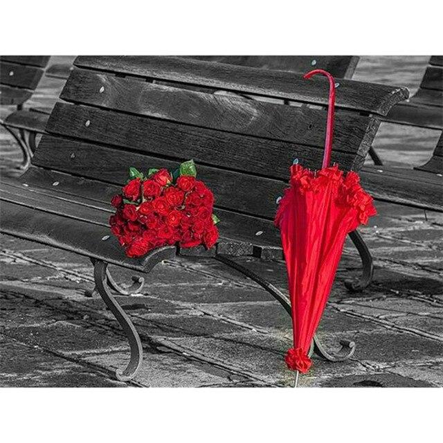 Full Square Round Drill Diamond Painting Street View Diamond Embroidery Landscape Rose Pictures of Rhinestones Home Decoraation