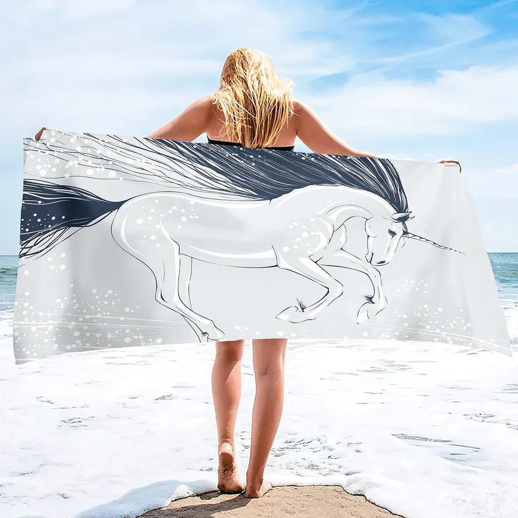 Unicorn Beach Towel,Camping Towels Quick Dry  Absorbent Soft Beach Blanket Pool Travel Swimming Bath Shower Towel For Girls
