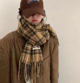 Retro plaid Japanese and Korean atmosphere plaid scarf women's plaid series contrasting color warm shawl student scarf