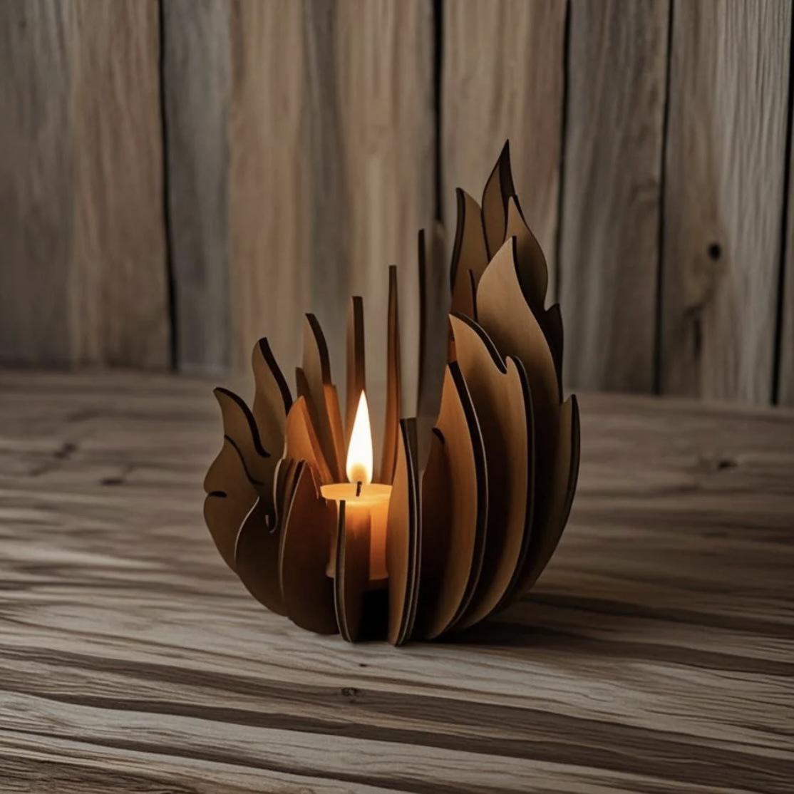 Lotus-Shaped Candle Holder Wooden Creative Candlestick without Candles Manual Assembly DIY Wooden Candle Holder Decoration коричневый