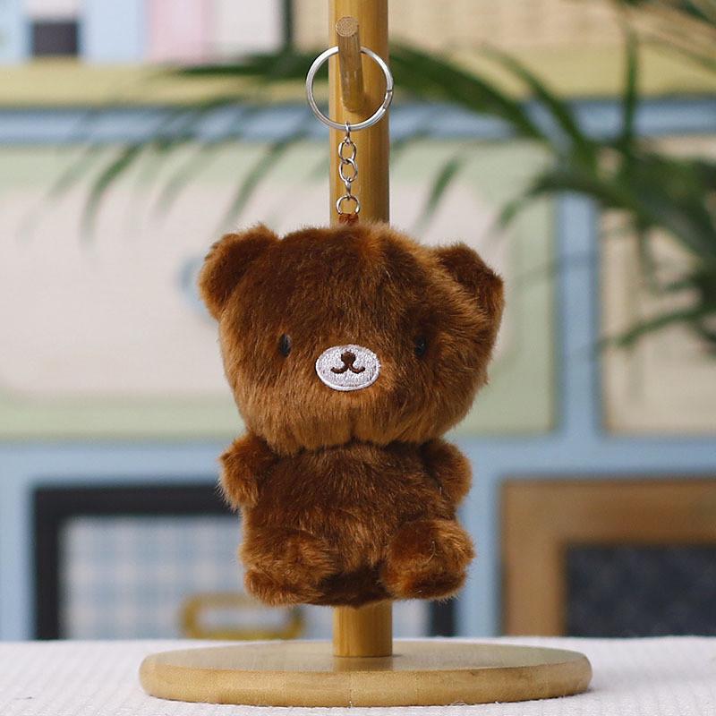 Plush Bear Keychain Cute Dog Toy Soft Stuffed Animal For Bag Decor