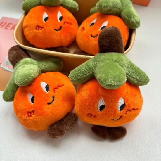Good Luck Persimmon Plush Keychain Cute Soft Stuffed Fruit Pendant for Bags Backpacks Lucky Phone Charm Adorable Gift for Couples Friends