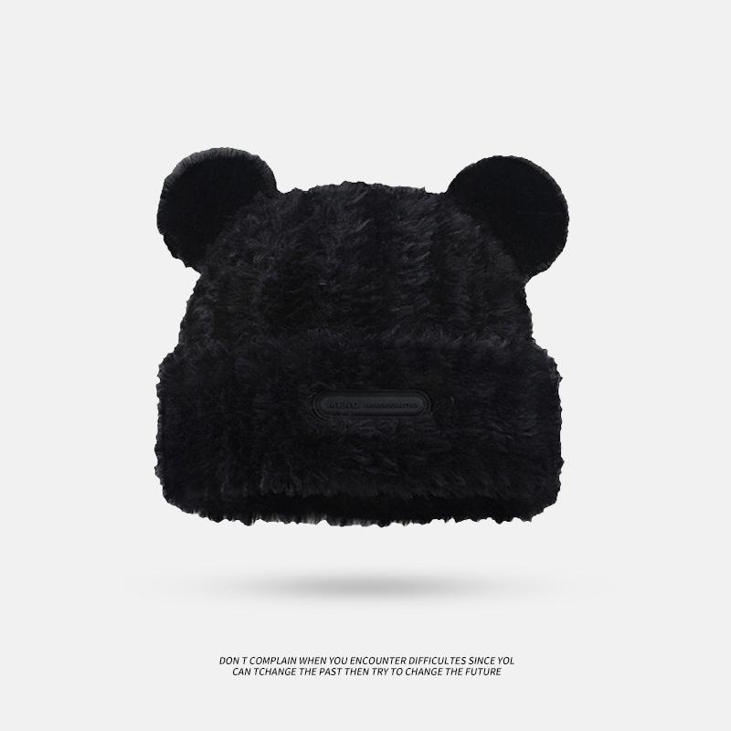 Plush Knitted Hat Autumn and Winter Warm Ear Protection Hat Large Head Circumference Pullover Hat Versatile Woolen Hat To Protect Against Cold