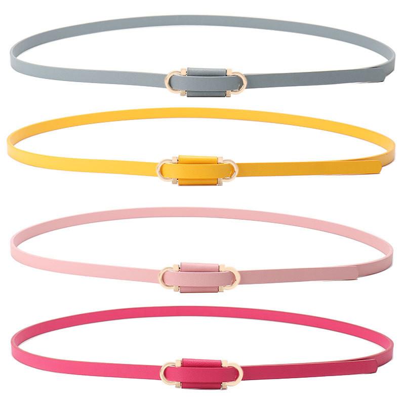 Womens Minimalist Fake Leather Belt With Gold Alloy Buckle For Casual Dress And Sweater Outfits