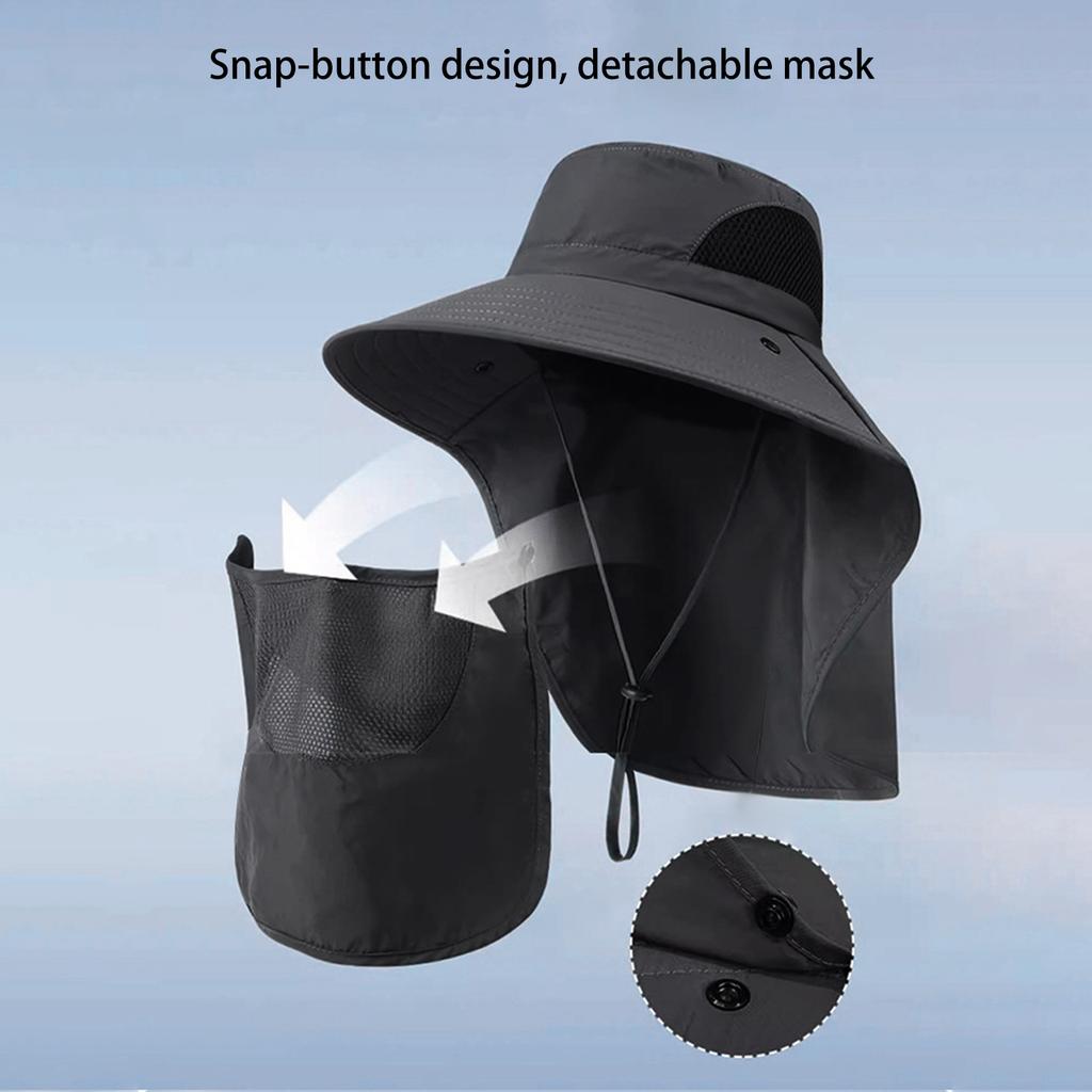 Outdoor Sun Hat UV Protection Hunting Fishing Cap for Men Women Hiking Camping Visor Bucket Hat Neck Flap Fisherman Hat