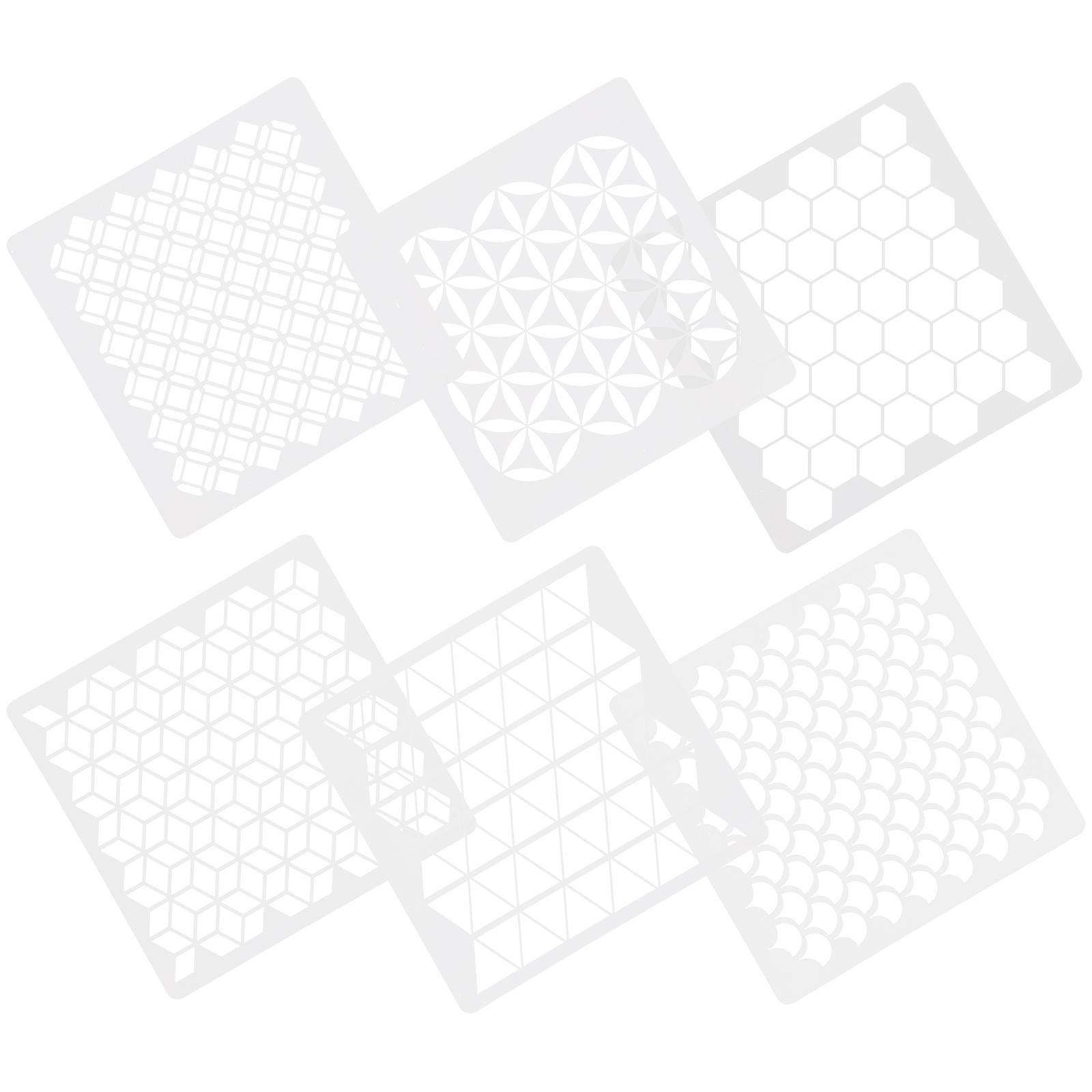 

6Pcs Wall Painting Template Reusable Durable Pet Plastic Stencils For Walls Canvas Wood Painting Supplies Treatments білий