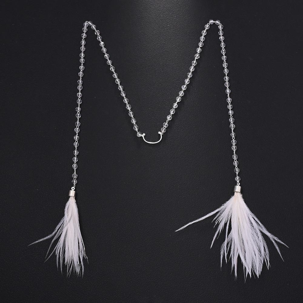 Handmade Design Bead Mask Chain Simple Style Tassel Decoration Metal Mask Chain Sexy Design Feather Face Chain Prom Accessories