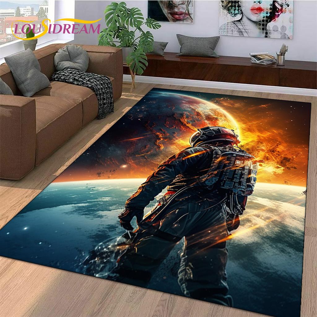 Astronaut Dream Universe Spaceman 3D Outer Space Cartoon Rug Carpet for Living Room Bedroom Decor,Non-slip for Sofa Doormat Kids