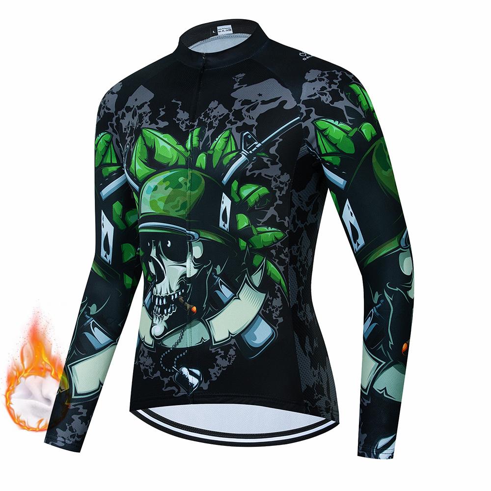 2026 Winter Velvet Warm Skull Pattern Winter Cycling Clothing Thermal Fleece Bicycle Jersey Set MTB Clothes Road Bike Uniforme Ropa Maílllot Ciclismo