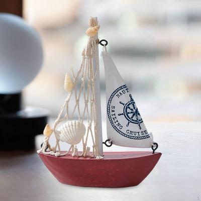 Modellino di Barca a Vela Oggetto Decorativo da Spiaggia per Ufficio e Casa