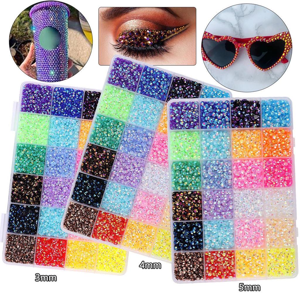 AB Barevné Gelové Pryskyřičné Ploché Kamínky pro DIY Řemesla (3mm/4mm/5mm)