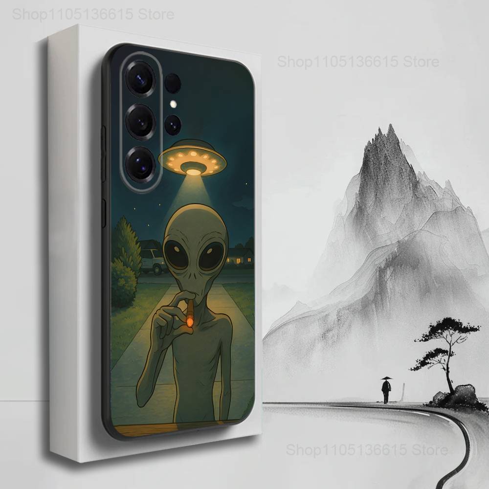 Singular Space UFO Alien  Phone Case For Samsung S25,S24,S23,S22,S21,S20,S10,Ultra,Plus,Lite,FE,Soft Silicone Black Cover Samsung S20lite5G