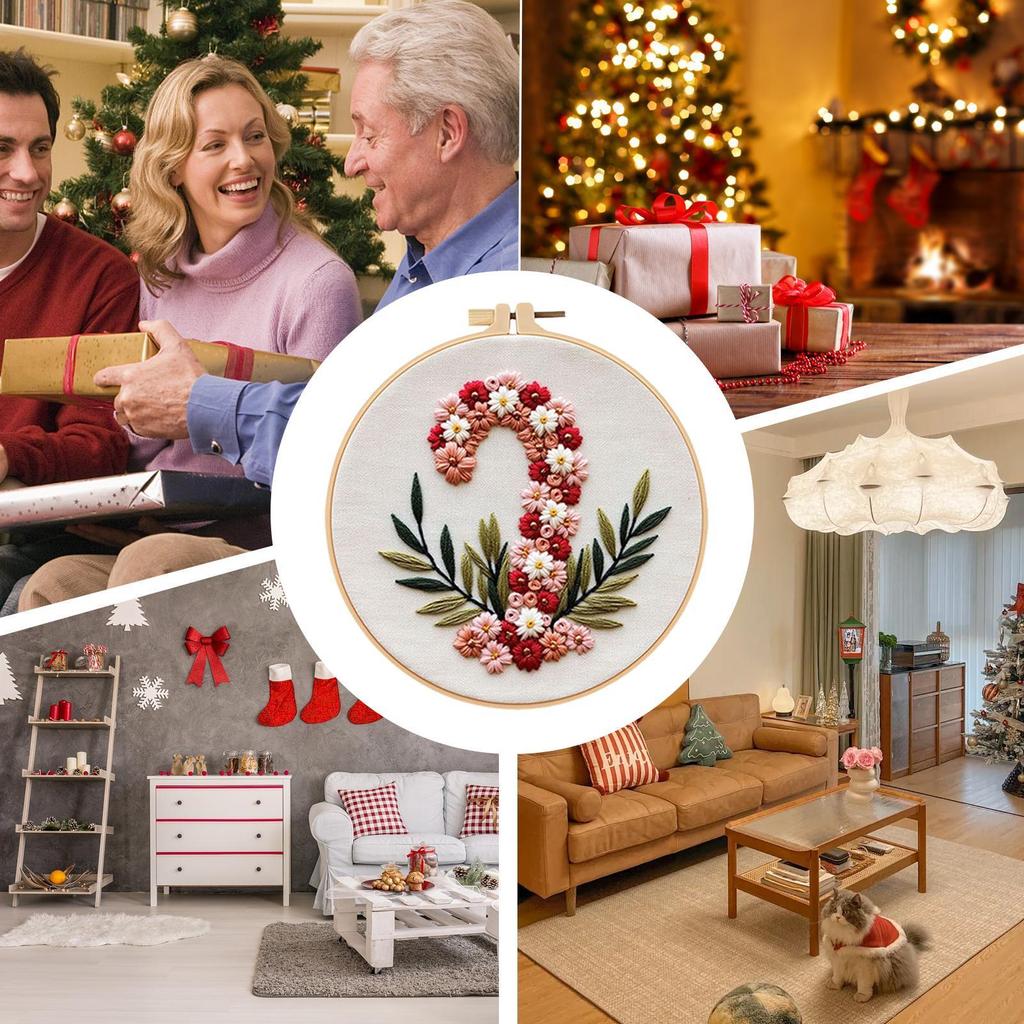 Christmas Embroidery Kit 3-Piece Holiday Handcraft Set Christmas Cross Stitching Kits For Women Adults Mother Teens Girlfriend