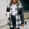 Women's Winter Casual Loose Grinding Wool Plaid Shirt Plush Plaid Shirt Jacket
