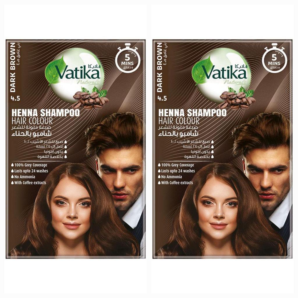 Instant Henna Shampoo Hair Color - Dark Brown Vatika Naturals 2 Pcs