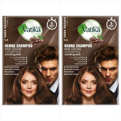 Direct Henna Shampoo Haarkleur - Donkerbruin Vatika Naturals (2 x 20 ml)