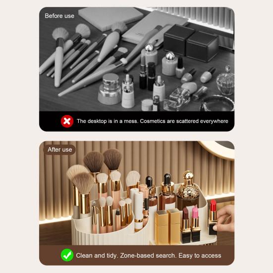 Cosmetic Storage Box 360 Makeup Organizer Holder Transparent Drawer with Brush Degree Rotating Large Vertical Pattern