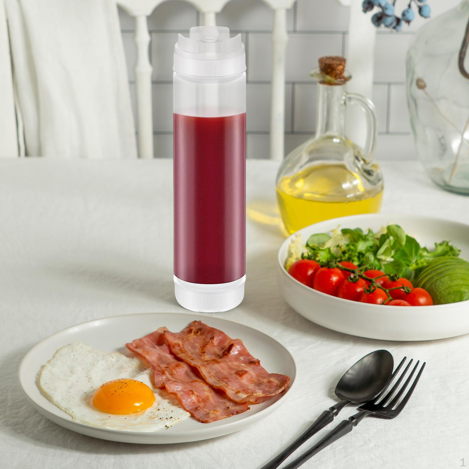 

3 Pieces Condiment Bottles with Cap Burger Restaurant Dispenser Sauce червоний