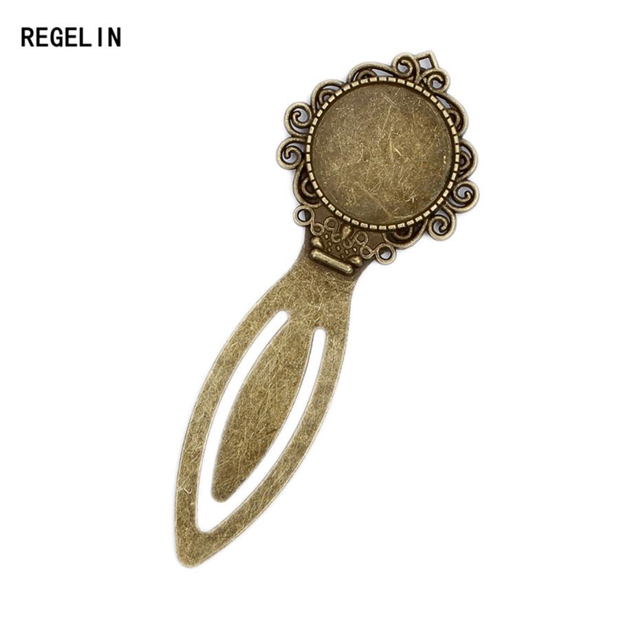 REGELIN Fashion 10pcs/lot Antique Vintage Retro Handmade Bookmark Cabochon Base Bookmark Setting for Cabochon Cameo DIY Bookmark
