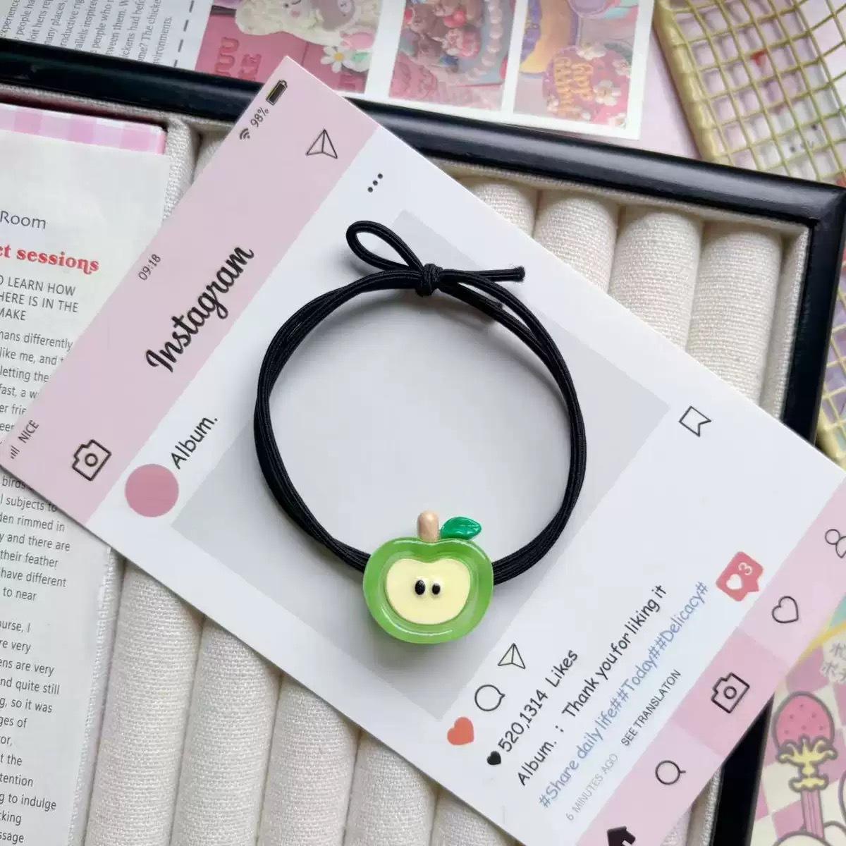 

Cute Apple Transparent Woven Colorful Hairband for Girls, Sweet Hair String Elastic, Student Hair Accessory Simplicity 4pcs зелений