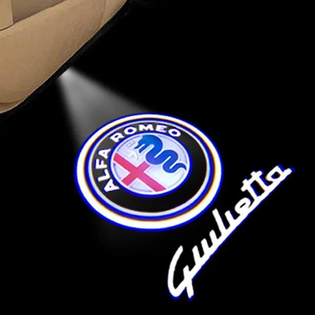 2Pcs Led Car Door Projector Laser Logo Light For Alfa Romeo Giulietta 2011-2019 Giulia Stelvio 2017-2023 Welcome Ghost Lights zl5