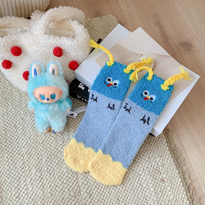 Funny Clown, Coral Velvet Socks, Children'S Fun Cartoon Floor Socks, Winter Warmth, Thickened Sleeping Socks, Cross-Border