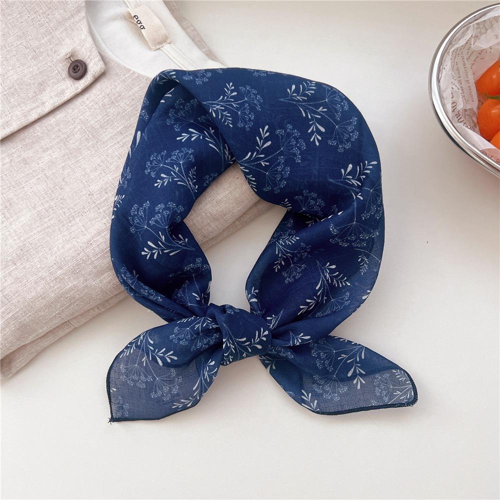 Cashew Small Square Scarf Floral Square Handkerchief Simple Printed Silk Scarf  Vacation