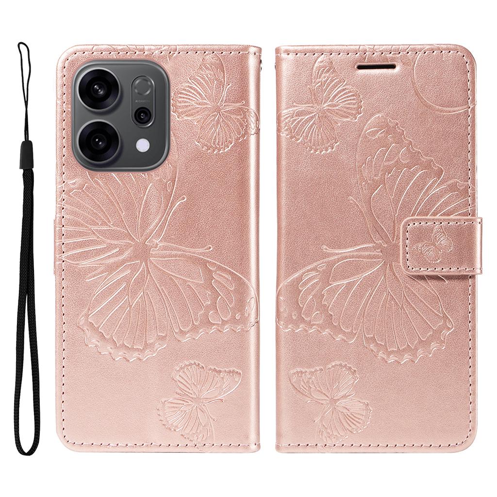 For Oppo Reno14 5G (China)/Oppo Reno14 F 5G/Oppo Reno14 5G (Global) Wallet Case Floral Butterfly Imprinted Leather Phone Cover Stand
