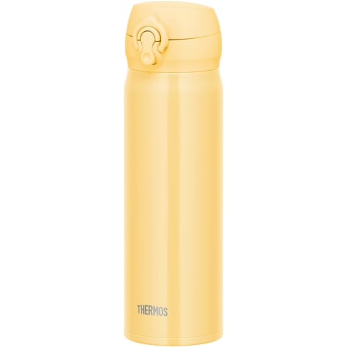Thermos Vacuum Insulated Portable Mug, 500ml, Cream Yellow, with Detachable Spout for Easy Cleaning, Lightweight, One-Touch Opening, Stainless Steel B