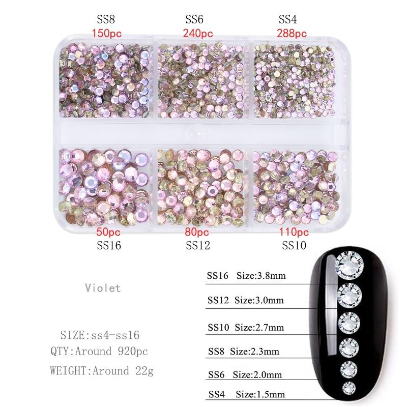 Glitter Rhinestones AB-Flat Back Shiny Stones Nail Art Decoration Mixed Sizes Nail Gems Crystal Strass Accessories