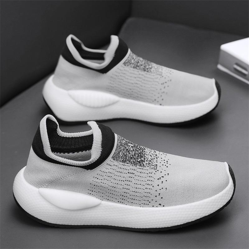 

Men s shoes summer lightweight fly-woven mesh breathable sports shoes versatile platform casual trendy socks shoes men 44