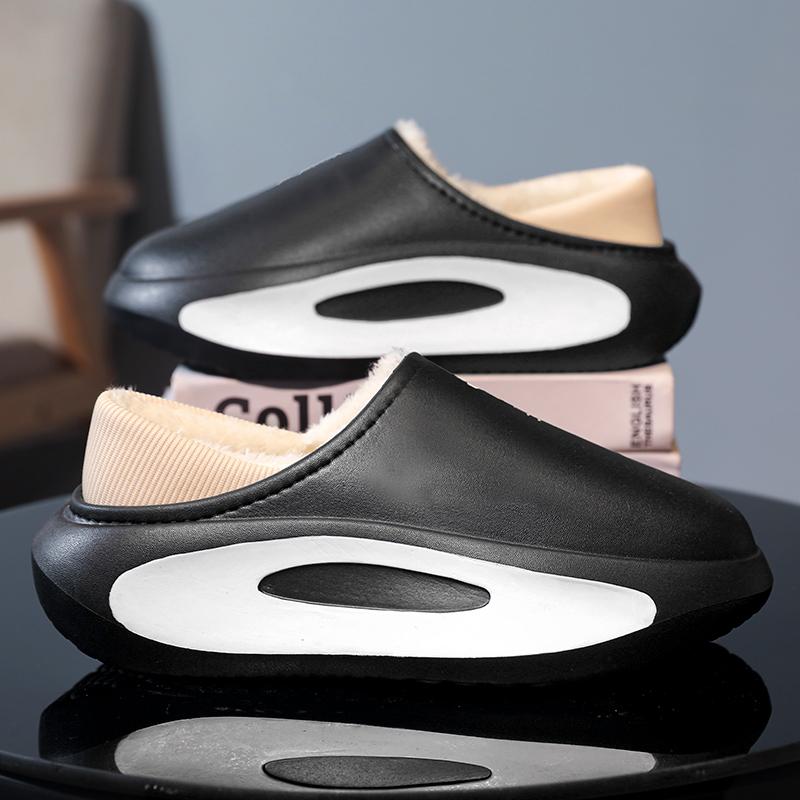 

32-45 Пара зимних хлопковых тапочек на платформе Повседневная роскошная дизайнерская мужская обувь Повседневная с добавлением флиса для тепла Обувь для мальчика 32-33 чёрный