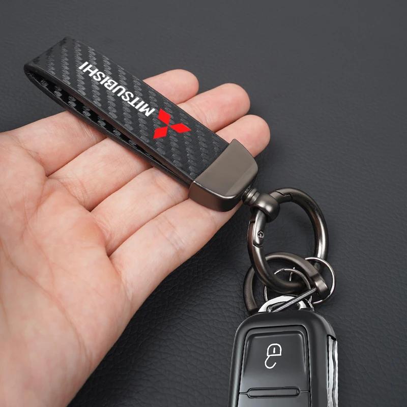 for Car Exquisite Carbon Fiber Keychain Auto Styling Custom Key Ring Mitsubishi Colt I200 Outlander Pajero Lancer Triton Jinxuan