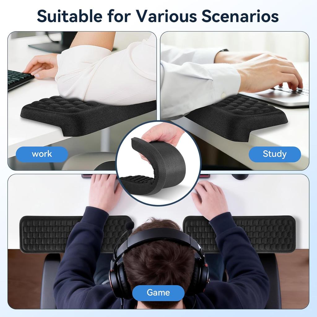 L-Shaped Elbow Pad for Desk, 2-Piece Arm Rest for Desk Wrist Support, Ergonomic Desk Edge Cushion Memory Foam Elbow Support for Work, Study, and