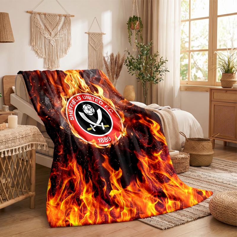 Sheffield United Football Print Flannel Blanket Soft Warm Sofa Bed Throw Blanket For Home Office Bedroom