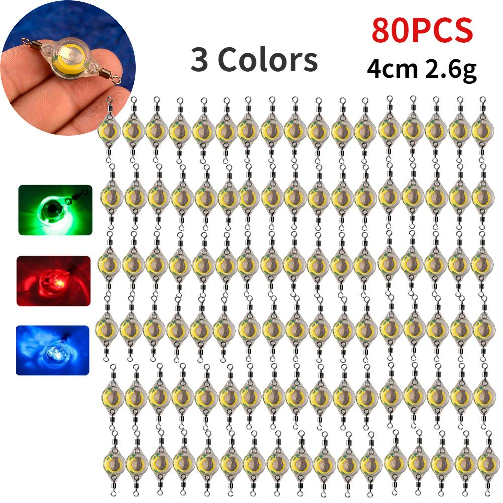 10-200pcs Mini Fishing Lure Light LED Deep Drop Underwater Eye Shape Squid Fish Bait Luminous Lure for Attracting Fish