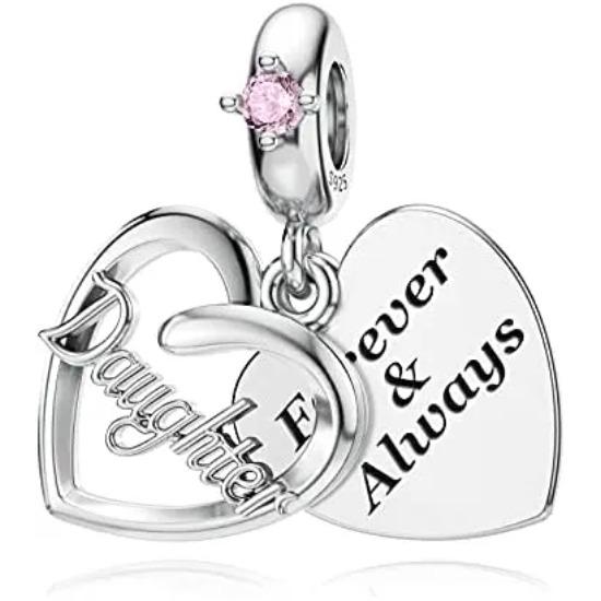 Copper Mother Sisters Daughter Friend Pink Heart-Shaped Charm Pendant Fit For Original Pendant Bracelet Diy Women'S Jewelry