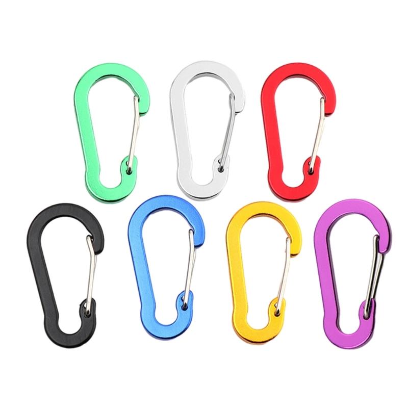5Pcs D-Shape Carabiner Hook Multi-Uses Aluminum Alloy Snap Spring Carabiner Clip