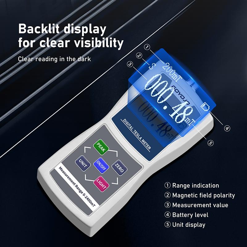 Digital Tesla Meter Gaussmeter 200mT/2000mT Standard Radial Hall Probe High Accuracy Sensitive Surface Magnetic Field Tester