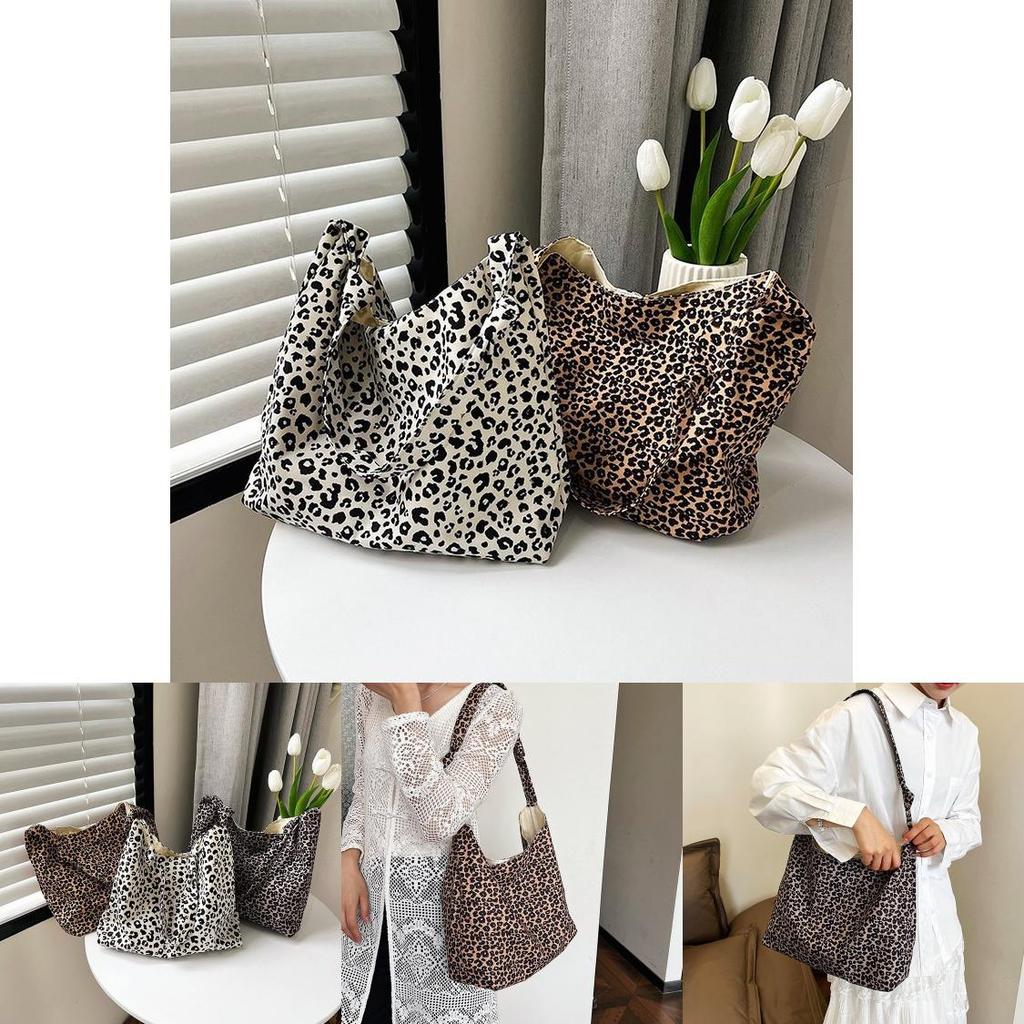 2024 Stylish Lazy Leopard Print Large Capacity Shoulder Bag For Women Chic Casual Use